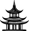 chinese traditional pagoda icon on white background