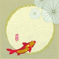 Chinese Traditional Painting: koi and moon Royalty Free Stock Photo