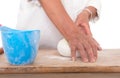 Chinese traditional pastry chef kneading dough on cutting board Royalty Free Stock Photo