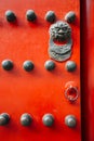 Chinese traditional red door at Forbidden City in Beijing, China Royalty Free Stock Photo