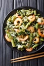 Chinese traditional Stir frying of shrimp, spinach, soy sprouts Royalty Free Stock Photo