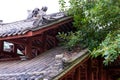 Chinese traditional tiled house with wooden structure, tile roof