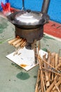 Chinese traditional wood stove, firewood for cooking