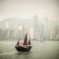 Chinese traditional wooden sailboat sailing Royalty Free Stock Photo