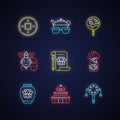 Chinese traditions neon light icons set Royalty Free Stock Photo