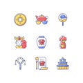 Chinese traditions RGB color icons set Royalty Free Stock Photo