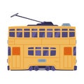 Chinese Tram or Streetcar as Train Running on Tramway Track on Public Urban Street Vector Illustration