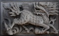 Chinese unicorn on temple's wall.