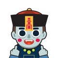 A Chinese Vampire is showing Middle Fingers. Isolated Vector Illustration