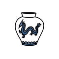 Chinese vase doodle icon, vector color illustration Royalty Free Stock Photo