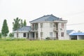 Chinese village houses and farm land Royalty Free Stock Photo