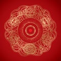 Chinese vintage lotus elements on classic red background