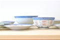 Chinese vintage style blue and white dishes Royalty Free Stock Photo