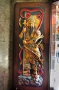 Chinese warrior god angel on door or door keeper for protection of chinese shrine at Wat Chong Lom temple in Samut Sakhon, Thailan