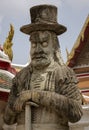 Chinese Warrior Statue At the Wat Pho Temple in Bangkok, Thailand Royalty Free Stock Photo