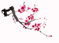 Chinese watercolor cherry painting