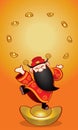 Chinese wealth god with Chinese New Year`s elements background.