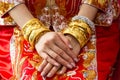 Chinese wedding ceremony with gold bangles