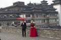 Chinese wedding picture on Ancient City Wall Xi`an