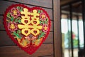 Chinese wedding symbol paper cut stick on the door Royalty Free Stock Photo