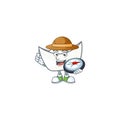 A chinese white ingot explorer cartoon design having a compass Royalty Free Stock Photo