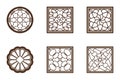 Chinese window flower circle square style set Royalty Free Stock Photo