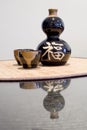 Chinese wine set with reflection