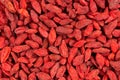 Chinese wolfberries background. Heap of dried goji berry. Top view Royalty Free Stock Photo