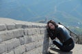 A Chinese woman on China Badaling Great Wall Royalty Free Stock Photo