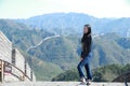 A Chinese woman on China Badaling Great Wall Royalty Free Stock Photo