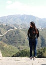 A Chinese woman on China Badaling Great Wall Royalty Free Stock Photo