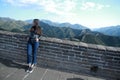 A Chinese woman on China Badaling Great Wall Royalty Free Stock Photo