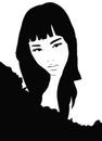 Chinese woman. Face asian lady. Illustration black an white fashion model Royalty Free Stock Photo