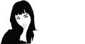 Chinese woman. Face asian lady. Illustration black an white fashion model Royalty Free Stock Photo