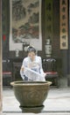 Chinese woman in Hanfu dress enjoy free time Royalty Free Stock Photo