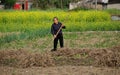 Pengzhou, China: Woman Working in Field
