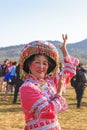 Chinese woman in traditional Miao attire during the Heqing Qifeng Pear Flower festival Royalty Free Stock Photo