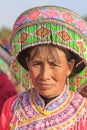 Chinese woman in traditional Miao attire during the Heqing Qifeng Pear Flower festival