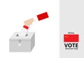 Chinese woman voter dropping ballots in the election box with national flag vector Royalty Free Stock Photo