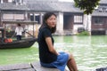 Chinese woman in Water Town Royalty Free Stock Photo