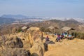 Chinese women at an apex of mudu mountains