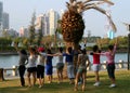 Chinese women doing morning exercises on the street of Xiamen