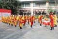 Chinese women playing drum and gong