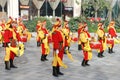 Chinese women playing drum and gong