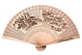 Chinese wood fan isolated on white background Royalty Free Stock Photo