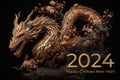 Chinese Wooden Dragon, symbol of Chinese New Year 2024, AI generative