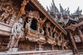 Chinese Wooden Sculpture Detail of Sanctuary of The Truth at Pattaya. Chonburi Province, Thailand