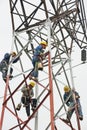 Chinese worker painting steel structure