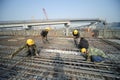 Chinese workers construct viaduct Royalty Free Stock Photo