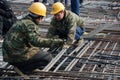 Chinese workers construct viaduct Royalty Free Stock Photo